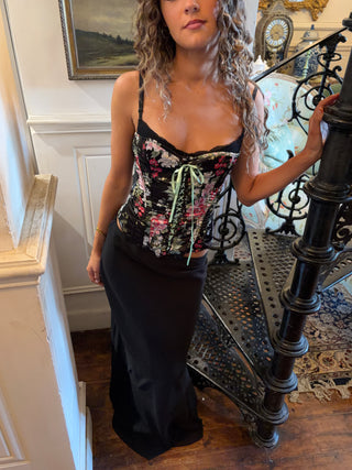Vintage Front Tie Floral Corset